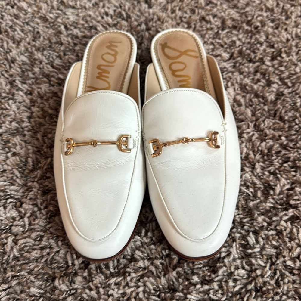 Sam Edelman White Loafer Mules